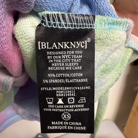 Blank NYC Cropped Tie Dye Pastel Hooded Drawstring Sweatshirt Size XS - Picture 6 of 8